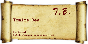 Tomics Bea névjegykártya